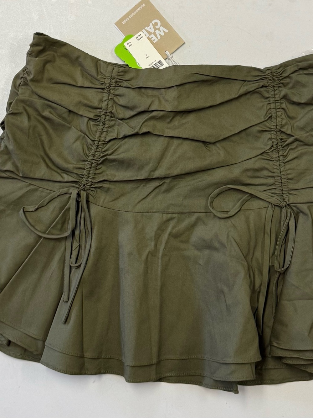 Glamorous Olive Green Lightweight Skirt with Tie Detail